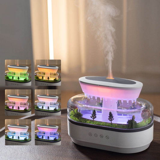 2025 New Home Fragrance Essential Oil Diffuser Smart Cool Mist White Noise Micro Landscape Raindrop Air Humidifier Diffuser