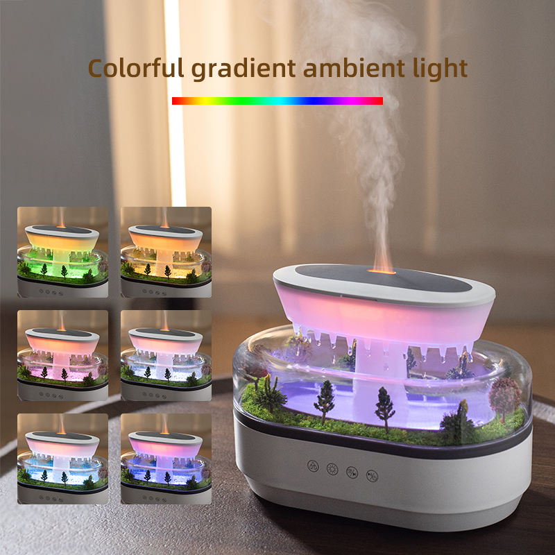 2025 New Home Fragrance Essential Oil Diffuser Smart Cool Mist White Noise Micro Landscape Raindrop Air Humidifier Diffuser