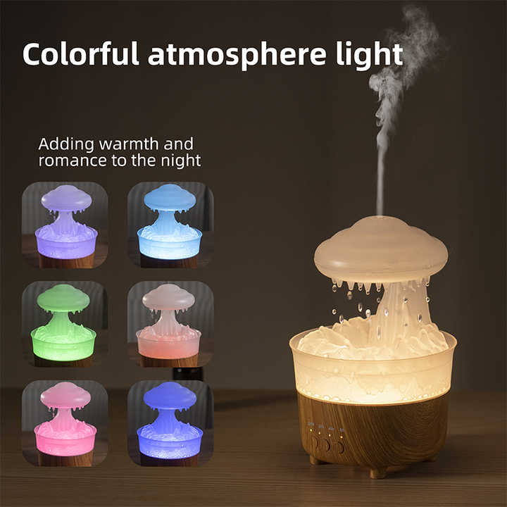 New Water Drop Aromatherapy Machine Rain Cloud Humidifier Water Drip,Mushroom Humidifier Ultrasonic Aroma Diffuser